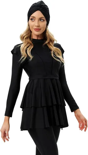 Vista 2 de Conjunto de 3 piezas de traje de baño para mujer, camiseta de manga larga, pantalones y hijab, traje de baño musulmán islámico de cuerpo completo