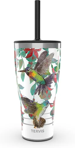 Vista 10 de Tervis Traveler - Vaso aislado de triple pared con diseño de colibríes coloridos mantiene las bebidas frías y calientes, 20 onzas, acero inoxidable