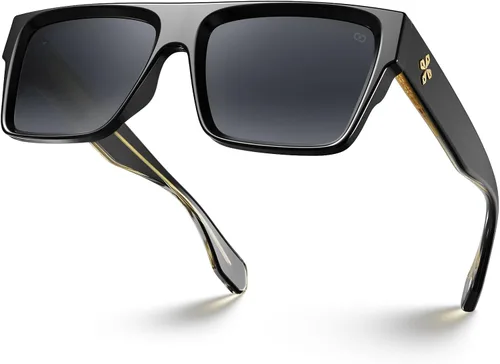 Vista 15 de VISOONE Oversized Square Flat Top Sunglasses Women Men Negro/Gris Profundo