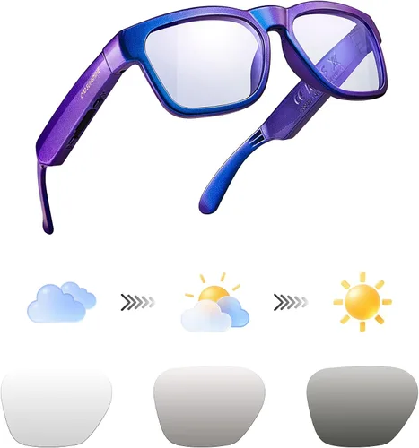 Vista 15 de OhO sunshine Gafas de sol de audio Bluetooth, gafas deportivas ligeras de oído abierto, tiempo de reproducción de 10 horas, resistente al agua