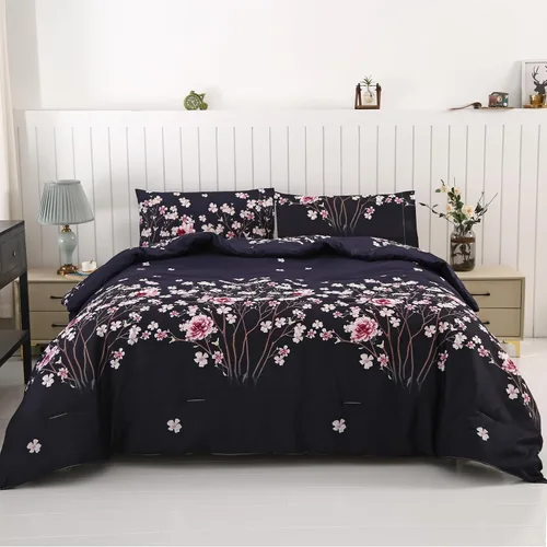 Vista 20 de SDIII - Juego de edredón de 3 piezas, tamaño twin, floral azul, de microfibra suave y ligera, edredón floral azul, juego de ropa de cama vintage