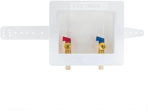 Vista 4 de Eastman Conexión de CPVC de 1/2 pulgada, caja de salida blanca para lavadora de drenaje central, 60249