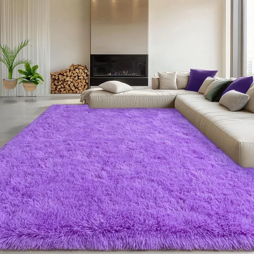 Vista 26 de Alfombras lanudas para dormitorio, sala de estar, dormitorio universitario, habitación de niños, decoración, alfombra suave y moderna