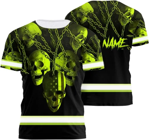 Vista 9 de Camisa de alta visibilidad para hombre, camisas de seguridad reflectantes con nombre personalizado para patriota, patriótico, veterano, militar