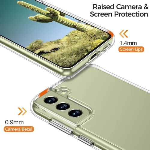 Vista 4 de Rayboen Funda para Samsung Galaxy S21 FE 5G con 2 protectores de pantalla suaves, diseño híbrido transparente, a prueba de golpes, delgada