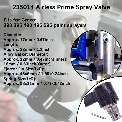 Vista 4 de 235014 Airless Prime Spray Valve Drain Valve Reemplazo para Graco 390 395 490 495 595 Pulverizador de pintura sin aire Aftermarketr