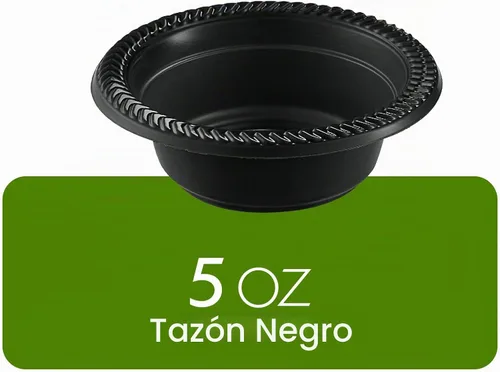 Vista 5 de PLASTICPRO 100 cuencos de plástico negros ligeros de 5 onzas, cuencos pequeños de plástico para sopa, platos negros para ensalada y postre