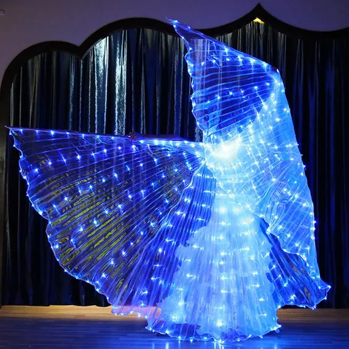 Vista 3 de Ragyzity - Alas LED de Isis que se iluminan, alas brillantes y luminosas para disfraces de danza del vientre, alas de mariposa LED para Halloween
