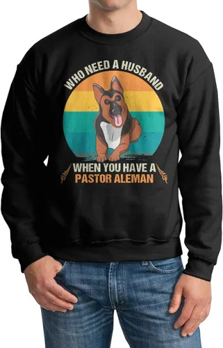 Vista 4 de Who Needs A Husband When You Have A Pastor Aleman Retro for Dog Lovers ShirtSweatshirtHoodie