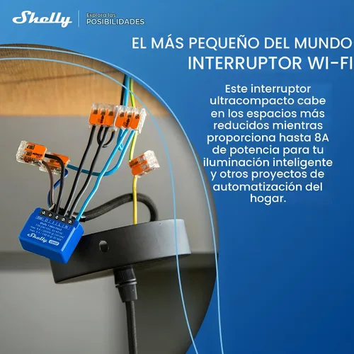 Vista 2 de Shelly 1 Mini Gen3 Relé de interruptor inteligente WiFi 1 canal 8A Automatización del hogar Puerta de enlace Bluetooth Compatible con Alexa