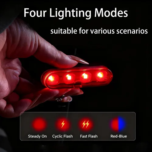 Vista 2 de HX Luces de bicicleta para conducción nocturna, luces LED traseras de bicicleta recargables USB-C, parte trasera de bicicleta brillante, 4 modos