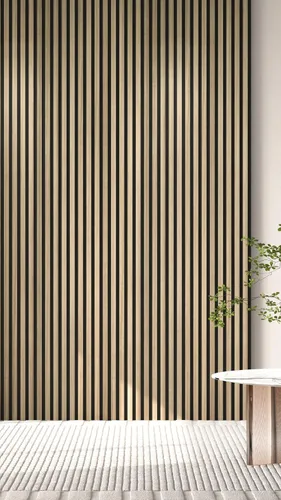 Vista 8 de Paquete de 2 paneles acústicos de pared de madera de 94 x 12.6 pulgadas, listones 3D insonorizados para paredes y techos, elegantes paneles Nogal