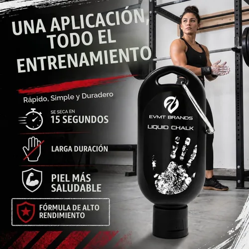 Vista 7 de EVMT Brands Liquid Chalk, Mess Free Gym Chalk for Weightlifting, Gymnastics, Rock Climbing, Dancing. Sweat Resistant and Long Lasting for Stronger