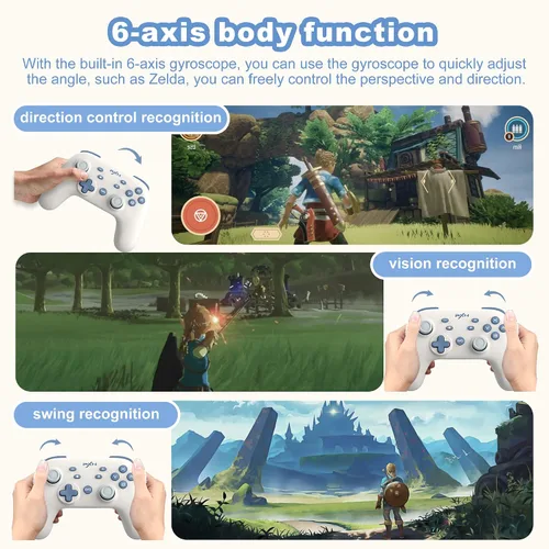 Vista 2 de PXN Switch Controller - Wireless for SwitchLiteOLED with APP Programmable Turbo Gyro Axis Vibration Wireless Pro Controller with Wake Up P50