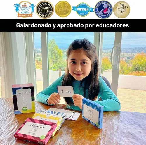 Vista 2 de Juego de Tarjetas Flash de Matemáticas Galardonado: 600 Datos para Suma, Resta, Multiplicación y División - 10 Divertidos Juegos de Aprendizaje