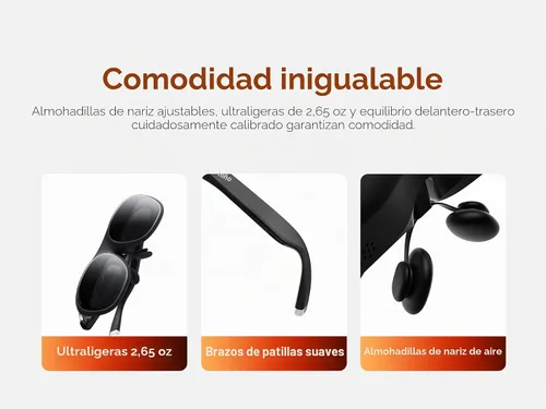 Vista 6 de Rokid Lentes AR negros Max2, pantalla micro-OLED de 215 pulgadas, FOV de 50°, brillo de 600 liendes, compatibles con teléfonos inteligentes
