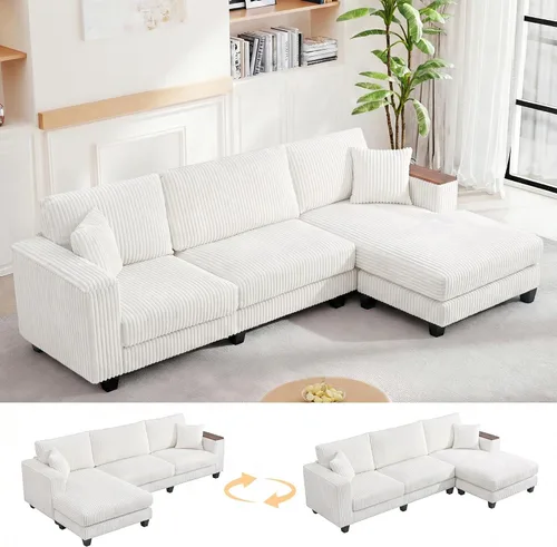 Vista 20 de Sofá seccional modular de 97 pulgadas con 5 asientos, sofá cómodo convertible en forma de L con almacenamiento en reposabrazos y dos almohadas