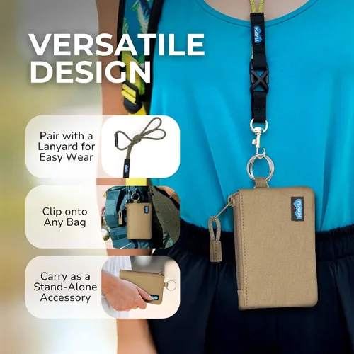 Vista 21 de KAVU Stirling Cartera delgada de lona de algodón con cremallera de doble cara