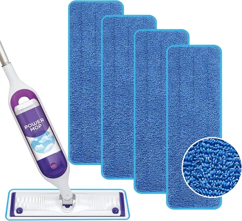 Vista 10 de Reusable Power Mop Refills Pads Compatible with Swiffer PowerMop Paquete de 4 (morado)