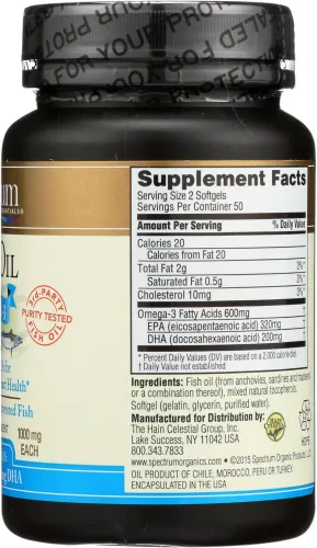 Vista 4 de Spectrum Essentials Spectrum - Aceite de pescado, 1000 mg, 100 cápsulas blandas, de pescado cosechado de forma sostenible (paquete de 2)