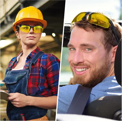 Vista 6 de Kathfly 36 gafas de seguridad resistentes a los arañazos, gafas de seguridad protectoras con lente (ámbar)
