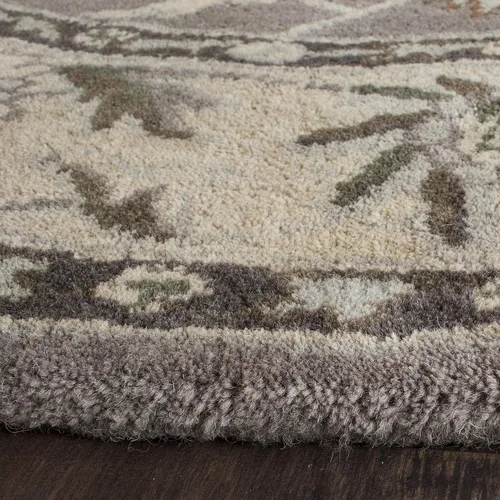 Vista 3 de SAFAVIEH Heritage Collection HG863A - Alfombra redonda de lana oriental de primera calidad, hecha a mano, 6 pies, color gris y beige