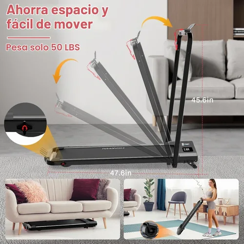 Vista 8 de Walking Pad, HOWHAI Incline Treadmill with Handle Bar, Under Desk 2 in 1 Brushless Portable Treadmills for Home with App, Bluetooth Music, Remote