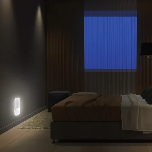 Vista 5 de Sumind 2 luces nocturnas con diamantes de imitación plateados, enchufables, con brillo automático, lámpara de noche LED decorativa con sensor de luz