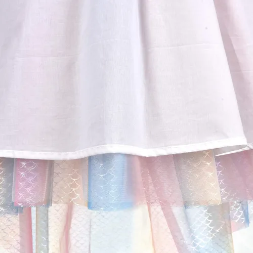 Vista 5 de Sunny Fashion Vestido de niña con lentejuelas rosas para boda, falda de tul alta y baja, manga tutú con volantes