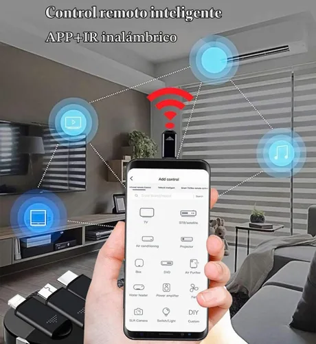 Vista 2 de Adaptador Mini R09 de Control Remoto IR para Smartphone para Teléfono Inteligente Android, Mini Control Universal Infrarrojo para Aire Negro-Tipo C