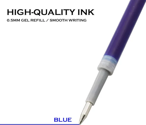 Vista 4 de DunBong Recambios de tinta de gel azul, repuestos de bolígrafos de gel líquido, línea fina de 0.020 in, juego de 10 (azul)