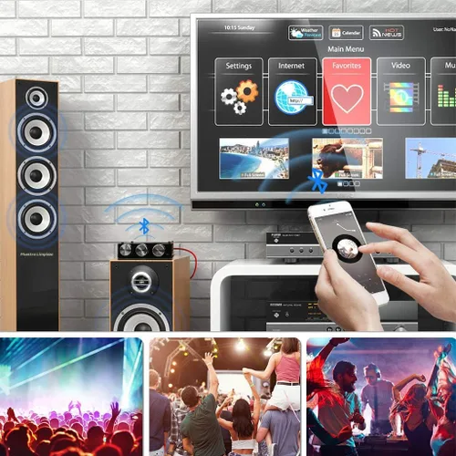 Vista 5 de Placa de Amplificador Bluetooth ARRAROWN ZK-1002T 2.0CH 100W*2 Mini AMP de Audio con Control de Agudos y Graves, Entradas BT y AUX, Módulo de AMP