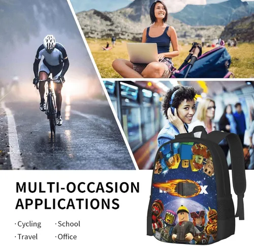 Vista 8 de VICTOMERS Mochila para juegos de 16.5 pulgadas, impresa en 3D, mochila ligera de gran capacidad, mochila casual para adultos, Mochila- 1, Mochilas
