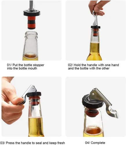 Vista 4 de Fydun Paquete de 10 tapones manuales universales para botellas de vino, tapón de sellado al vacío, sellador de vino, accesorios de cocina, amplia