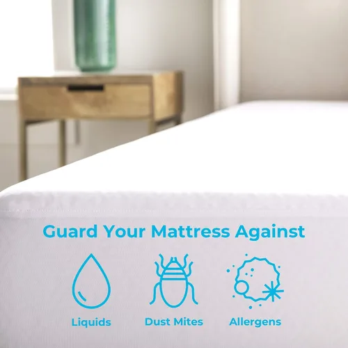 Vista 7 de Linenspa - Cubrecolchón de espuma viscoelástica con gel, de 2 pulgadas, tamaño Queen y protector de colchón impermeable suave de alta calidad, sin