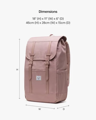 Vista 2 de Herschel Mochila Retreat, Rosa ceniza, Herschel Mochila Retreat