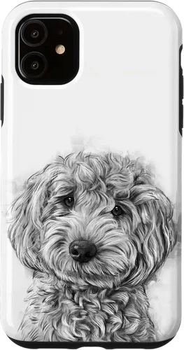 Vista 8 de iPhone 12/12 Pro Golden Doodle Retrato lindo perro ilustración caso de regalo