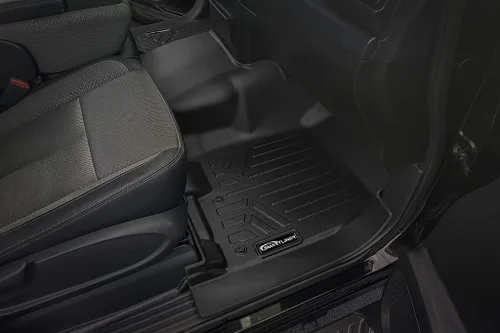 Vista 3 de SMARTLINER Alfombrillas de piso de 2 filas para todo tipo de clima para Nissan Titan 2017-2024 Negro