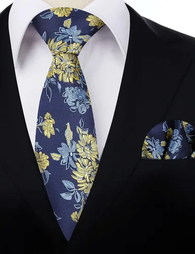 Vista 93 de Alizeal Mens 3.15inches Leaf Flower Pattern Tie with Floral Pocket Square Set
