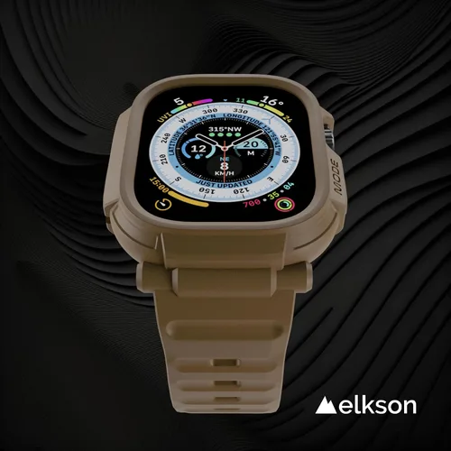 Vista 3 de elkson Funda de Banda para Apple Watch Ultra de 49mm 3/2/1 con Protector de Pantalla de Vidrio Templado, Serie Quattro Pro Resistente para Correa
