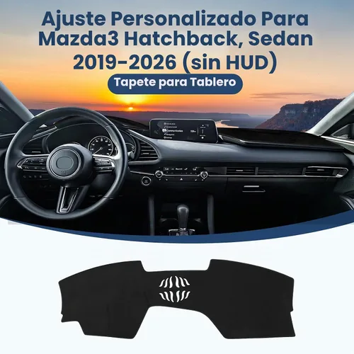 Vista 2 de Tapete de cubierta de salpicadero personalizado para Mazda3 Hatchback, Sedan 2019-2024 2025 2026 (sin HUD), protector antideslizante