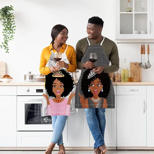 Vista 6 de 4 delantales impermeables para mujeres africanas, delantales ajustables para cocinero, reina, negro, para hornear, parrilla, jardinería, cocina