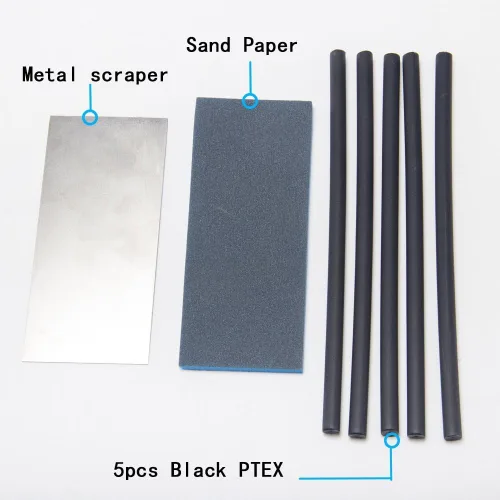 Vista 3 de XCMAN Alpine Freeride Snowboard Ski Base Ptex Base Kit de reparación: 5 ptex, raspador de metal, esponja de lijado