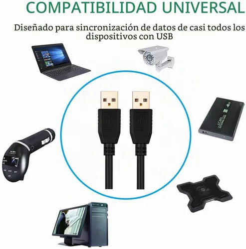 Vista 7 de Tan QY Cable USB A a A macho de 30 pies, cable USB de doble extremo con conector chapado en oro para carcasas de discos duros, impresoras, módems