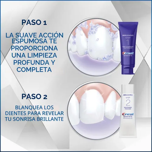 Vista 5 de Crest 3D White Brilliance - Kit de 2 pasos, pasta de dientes blanca Crest 3D, pasta de dientes de limpieza profunda (4 onzas) + gel blanqueador