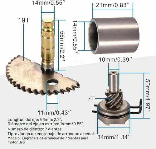 Vista 2 de GOOFIT Idel Gear para reparación del engranaje de arranque para motonetas GY6 de 50 cc 60 cc y 80 cc