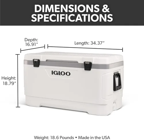 Vista 6 de Igloo Enfriador marino Baúl de hielo con carcasa dura aislada Ideal para pesca, camping, navegación y más