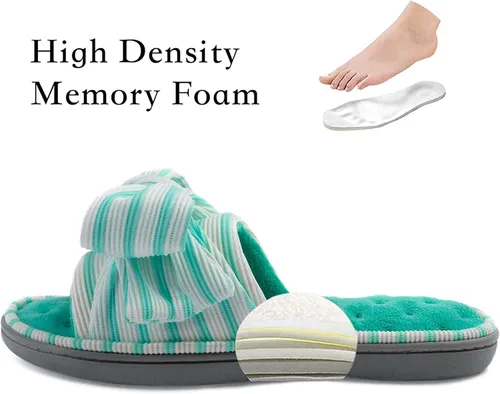 Vista 2 de ULTRAIDEAS - Pantuflas de espuma viscoelástica para mujer, con puntera abierta y correa ajustable, pantuflas de meter sin agujetas para mujer, forro
