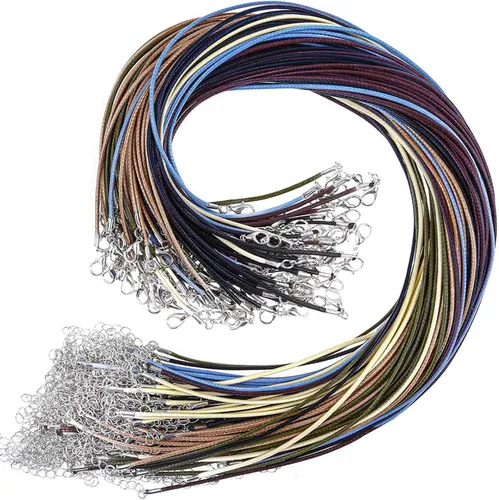 Vista 8 de Selizo - 100 unidades de cordón para collar para hacer joyas, cuerda encerada negra para suministros de fabricación de pulseras