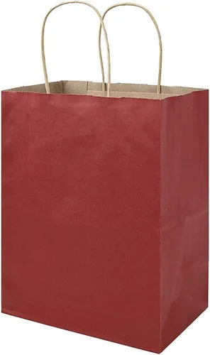 Vista 7 de bagmad Marrón y color cada 100 bolsas de papel medianas lisas de 8 x 4.75 x 10 pulgadas con asas a granel
